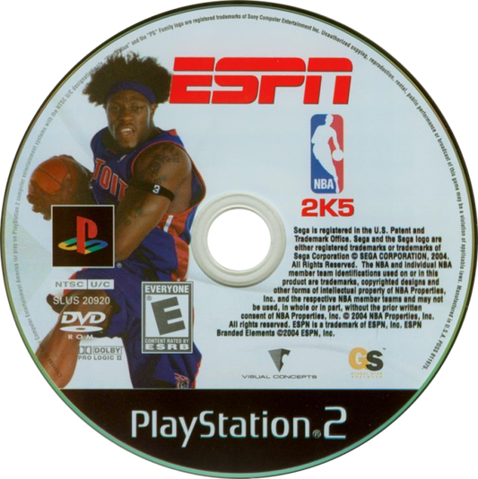 ESPN NBA 2K5 disc for PlayStation 2 (PS2) professional basketball sports simulation video game