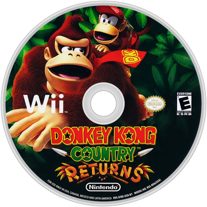 Donkey Kong Country Returns disc cover art for Nintendo Wii Wii video game