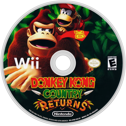 Donkey Kong Country Returns disc cover art for Nintendo Wii Wii video game