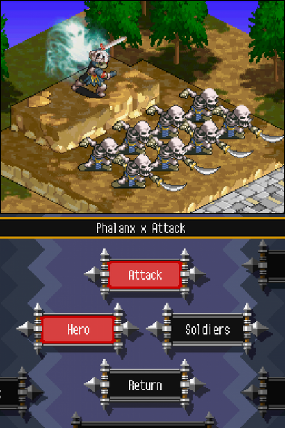 Hero's Saga Laevatein Tactics cartridge for the Nintendo DS featuring tactical turn based RPG gameplay with grid based battles character customization and strategic missions in a fantasy adventure setting gameplay