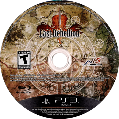 Last Rebellion disc for PlayStation 3 (PS3) video game