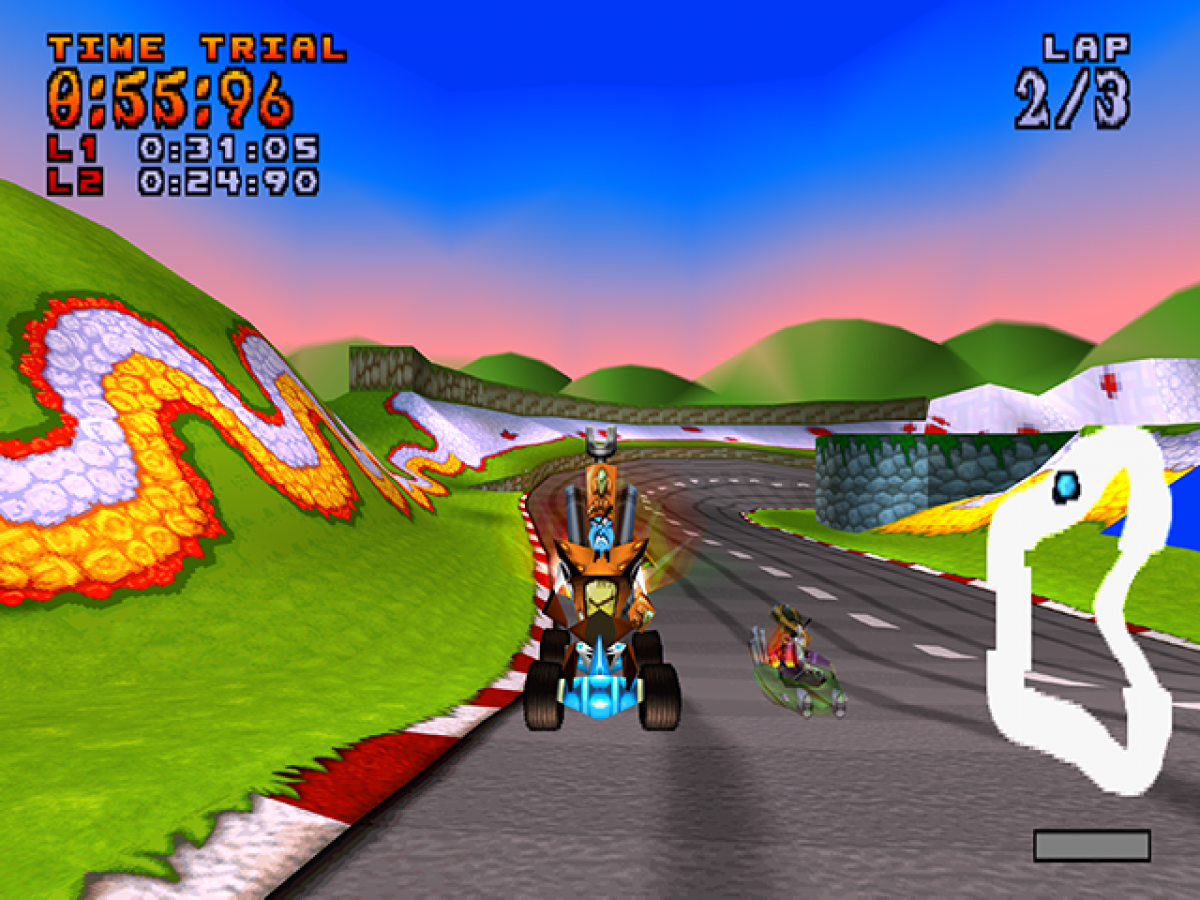 Crash Team Racing PS1 PlayStation 1 kart racing game Naughty Dog arcade racing multiplayer competitive racing retro video game gameplay