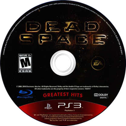 Dead Space [Greatest Hits] disc art for PlayStation 3 (PS3) video game