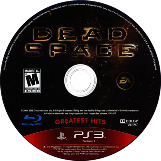 Dead Space [Greatest Hits] disc art for PlayStation 3 (PS3) video game