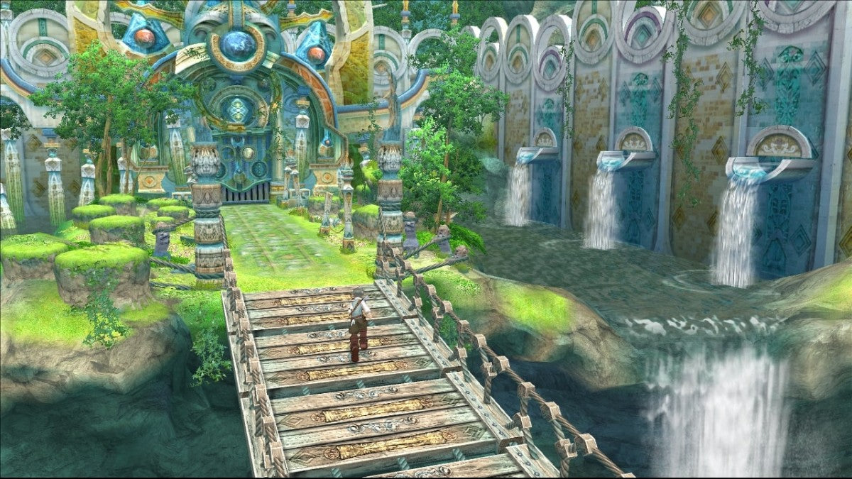 Eternal Sonata Xbox 360 JRPG featuring turn based and real time hybrid battle system anime art style emotional fantasy storyline inspired by composer Frédéric Chopin cinematic cutscenes and expansive role playing adventure by Namco Bandai gameplay