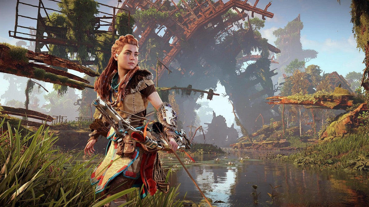 Horizon Zero Dawn Remastered PS5 game featuring open-world action RPG combat, enhanced graphics, and an epic post-apocalyptic sci-fi adventure gameplay