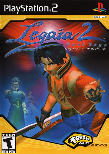 Legaia 2 Duel Saga PlayStation 2 PS2 for retro video game enthusiasts featuring fantasy role playing gameplay turn based combat mechanics character progression epic world exploration story driven adventure magical abilities and collectible gaming appeal front cover