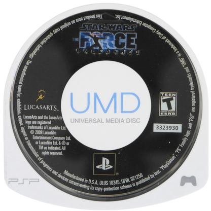 Star Wars The Force Unleashed PlayStation Portable PSP for action adventure video game fans featuring lightsaber combat Force powers cinematic storytelling epic Star Wars battles Jedi and Sith action challenging missions character upgrades immersive sci fi adventure collectible gaming appeal UMD disc