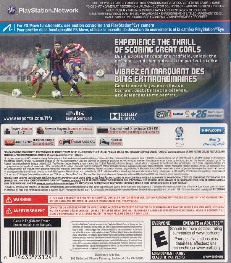 FIFA 14 back cover art for PlayStation 3 (PS3) video game