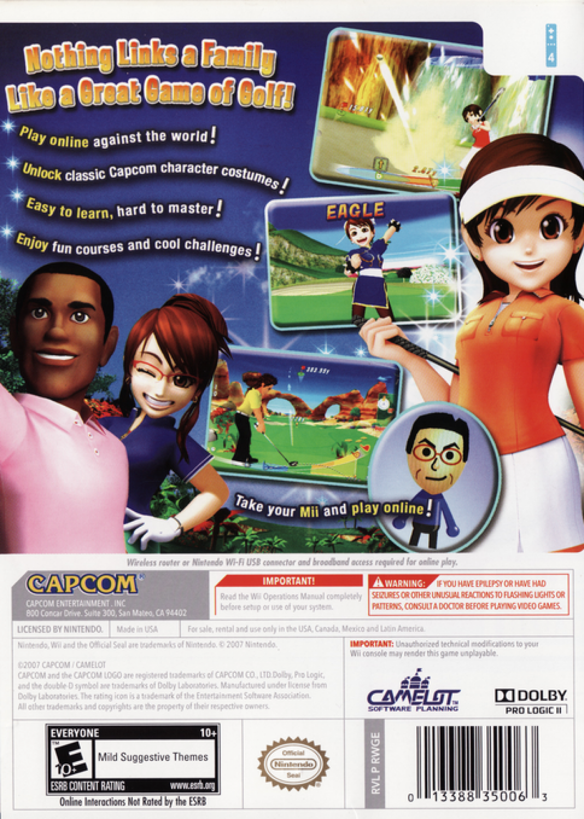 We Love Golf Nintendo Wii cover art for retro video game enthusiasts featuring arcade style golf gameplay colorful courses motion controlled swing mechanics multiplayer competition lighthearted sports action charming character designs and collectible gaming appeal gameplay
