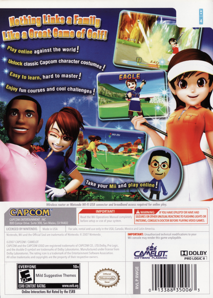 We Love Golf Nintendo Wii cover art for retro video game enthusiasts featuring arcade style golf gameplay colorful courses motion controlled swing mechanics multiplayer competition lighthearted sports action charming character designs and collectible gaming appeal gameplay
