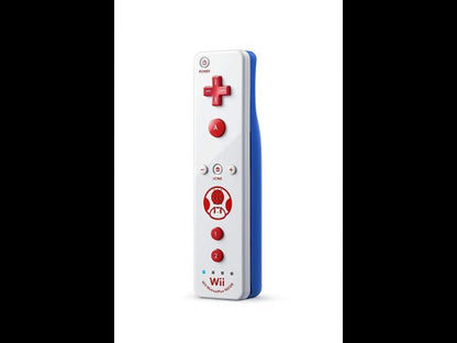 Toad Edition Motion Plus Wii Remote featuring character themed design, motion control gameplay, and Nintendo Wii compatibility front