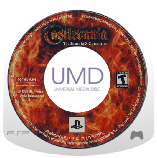 Castlevania Dracula X Chronicles PlayStation Portable PSP for action platforming video game fans featuring gothic adventure vampire hunting side scrolling combat challenging enemies castle exploration powerful weapons classic Castlevania gameplay remastered graphics and multiple game experiences collectible gaming appeal UMD