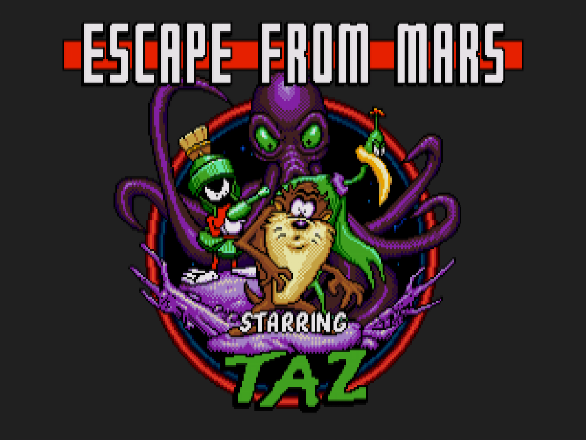 Taz in Escape from Mars Sega Genesis video game, action platformer, Looney Tunes cartoon-based adventure, retro console title gameplay