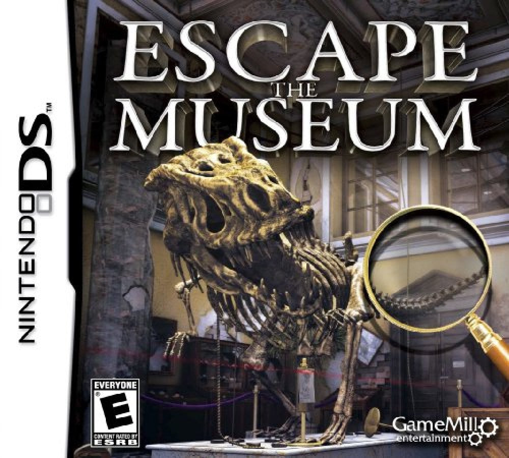 Escape the Museum Nintendo DS for puzzle adventure video game fans featuring hidden object gameplay museum exploration challenging puzzles touch screen controls artifact discovery mystery solving family friendly adventure brain teasing challenges collectible gaming appeal front cover art