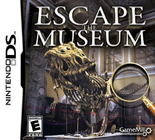 Escape the Museum Nintendo DS for puzzle adventure video game fans featuring hidden object gameplay museum exploration challenging puzzles touch screen controls artifact discovery mystery solving family friendly adventure brain teasing challenges collectible gaming appeal front cover art