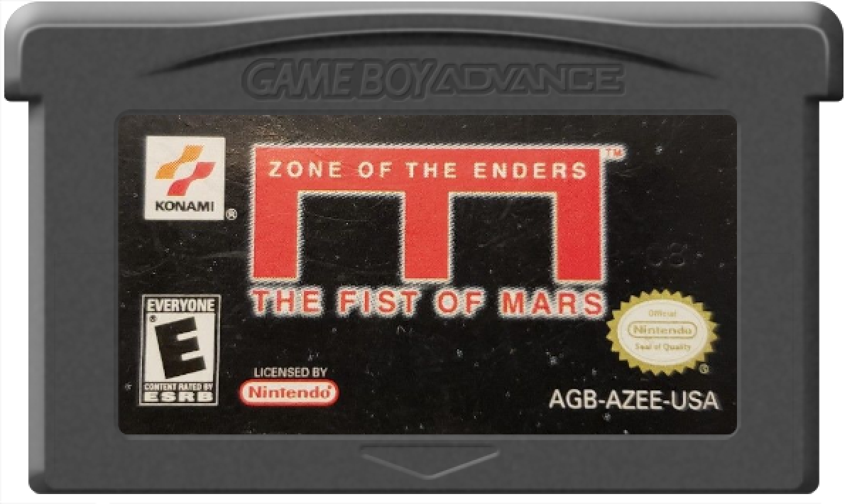 Zone of the Enders: The Fist of Mars [CIB] for Game Boy Advance (GBA) featuring a story-driven tactical RPG spin-off with turn-based mech battles set in the Z.O.E. universe; command your squad, customize Orbital Frames, and follow an anime-style narrative in this complete-in-box handheld entry cartridge