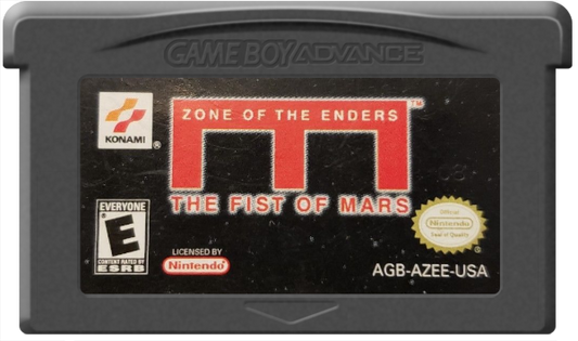 Zone of the Enders: The Fist of Mars [CIB] for Game Boy Advance (GBA) featuring a story-driven tactical RPG spin-off with turn-based mech battles set in the Z.O.E. universe; command your squad, customize Orbital Frames, and follow an anime-style narrative in this complete-in-box handheld entry cartridge
