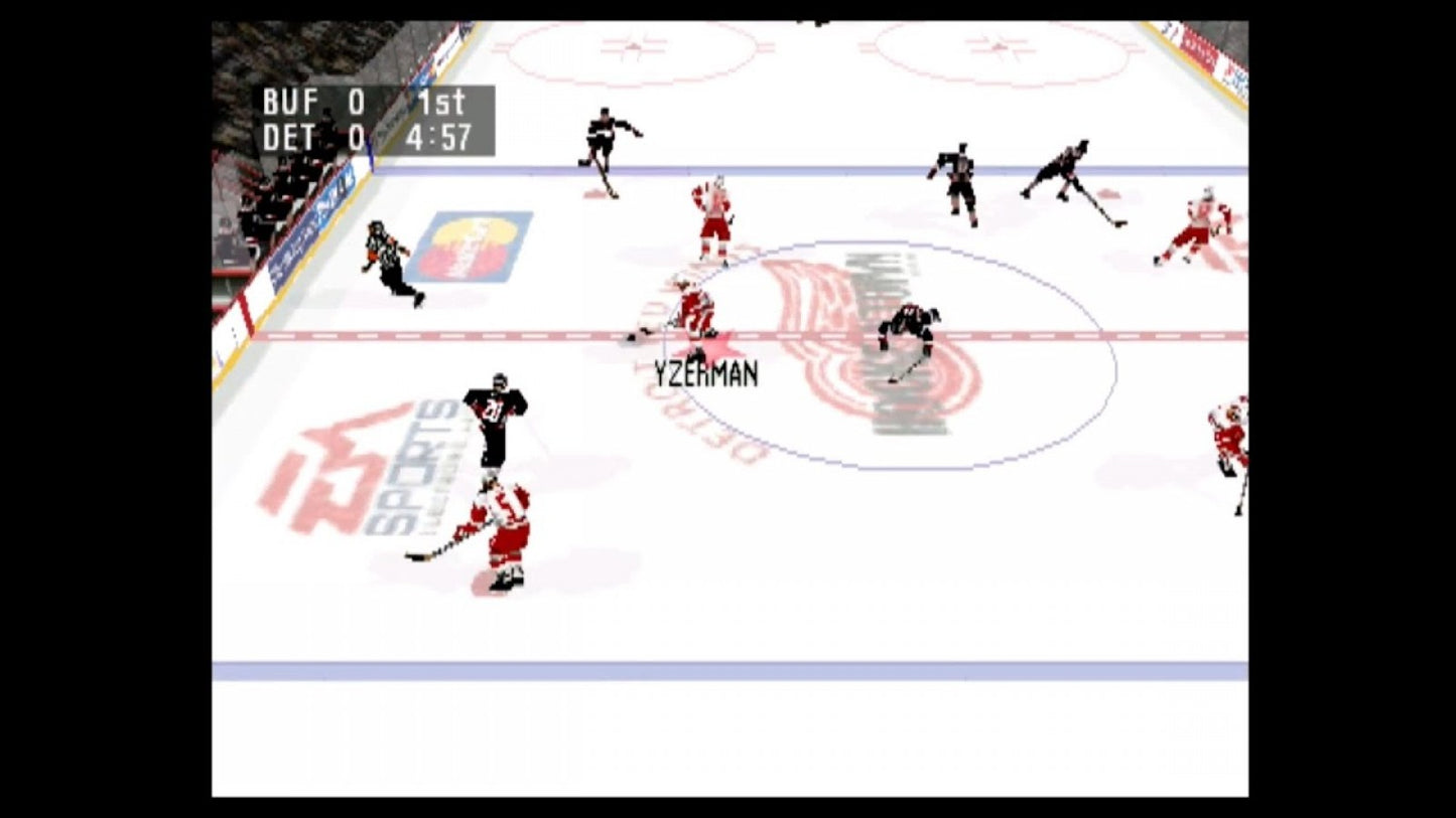 NHL 98 PlayStation 1 PS1 video game, ice hockey sports simulation, classic NHL teams and players, arcade-style gameplay gameplay screenshot