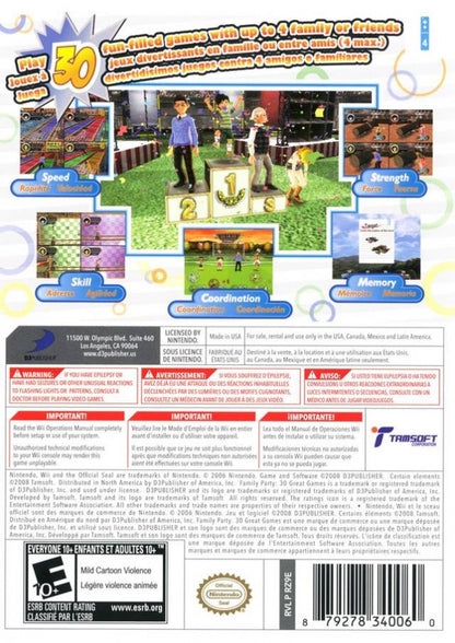 Family Party: 30 Great Games Back Cover art for Nintendo Wii (Wii) video game