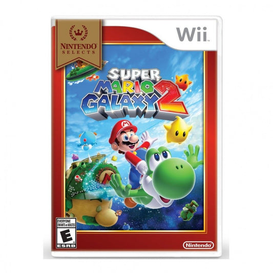Super Mario Galaxy 2 Nintendo Selects Nintendo Wii for retro video game enthusiasts featuring 3D platforming gameplay gravity defying worlds creative level design Yoshi gameplay imaginative power ups challenging platforming adventure and collectible gaming appeal cover art