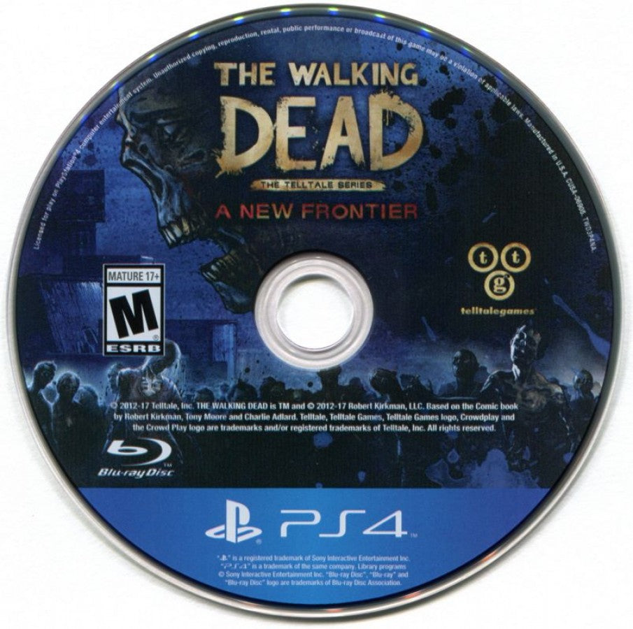 The Walking Dead: A New Frontier – PlayStation 4 (PS4) video game disc, episodic interactive drama adventure.