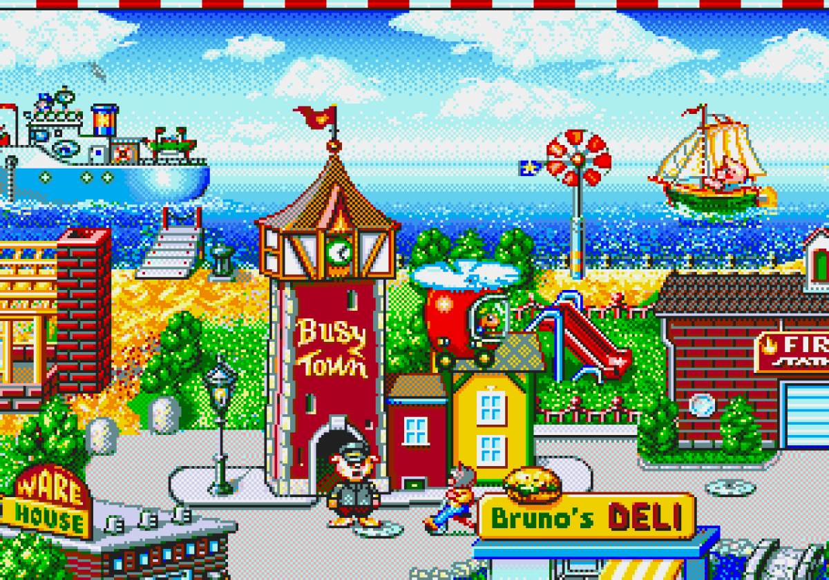 Richard Scarrys BusyTown retro Sega Genesis video game featuring educational gameplay, cartoon adventure action, family friendly activities and classic Genesis entertainment - gameplay