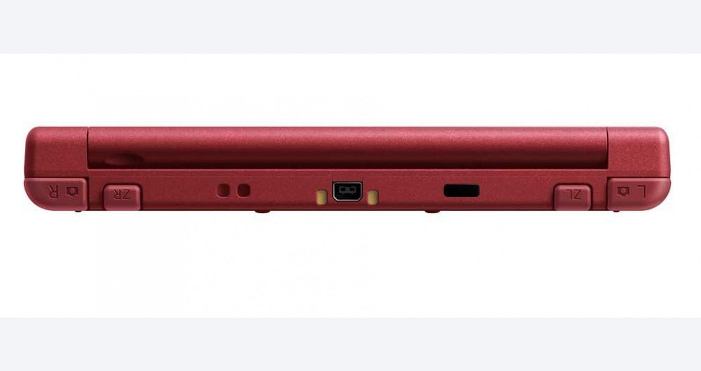 Nintendo New 3DS XL Red System inspired design featuring handheld gaming console aesthetic vibrant red finish large dual screen display enhanced processing power glasses free 3D technology iconic Nintendo clamshell hardware and portable gaming presentation closed top 