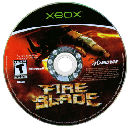 Fire Blade helicopter combat military action Xbox video game simulation combat missions arcade style flight campaign military helicopter combat simulation Xbox console exclusive disc