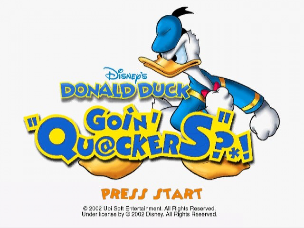 Disney Donald Duck: Goin' Quackers! start screen for GameCube (GC) platformer action-adventure video game