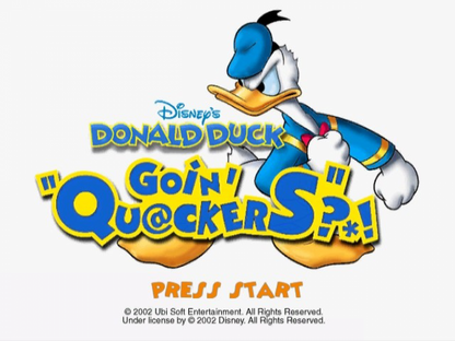 Disney Donald Duck: Goin' Quackers! start screen for GameCube (GC) platformer action-adventure video game