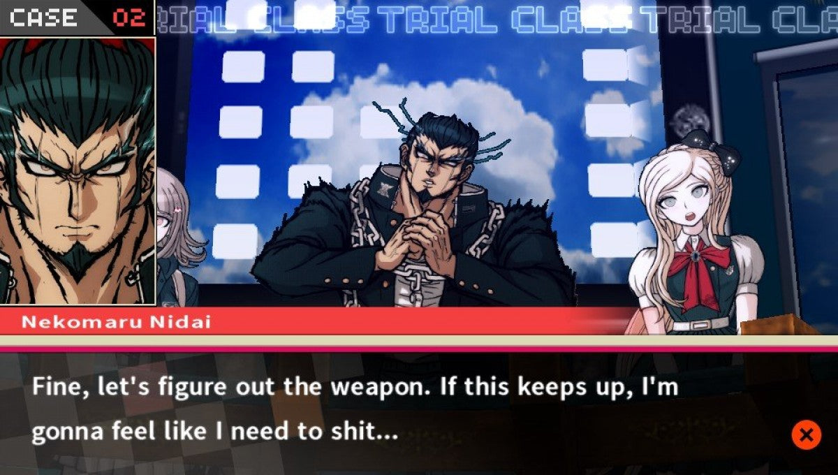 Danganronpa 2 Goodbye Despair PlayStation Vita video game, visual novel adventure, murder mystery investigation, anime-style storytelling, handheld console title gameplay screenshot