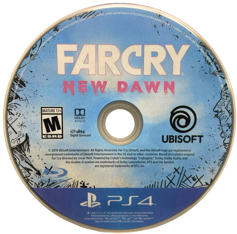 Far Cry: New Dawn – PlayStation 4 (PS4) video game disc, open-world shooter by Ubisoft