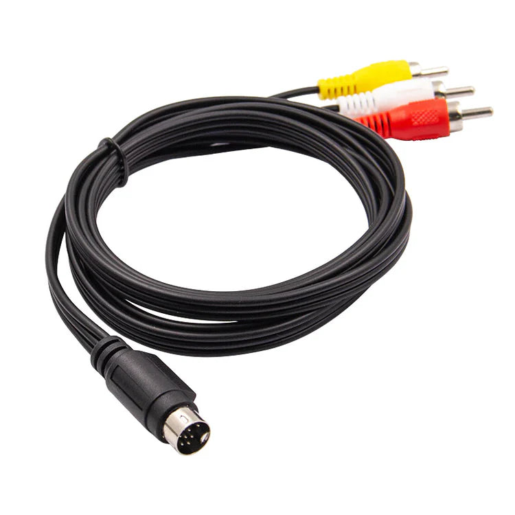 Sega Saturn AV composite cable video connection accessory for Sega Saturn console composite output RCA connectors standard definition television hookup cords