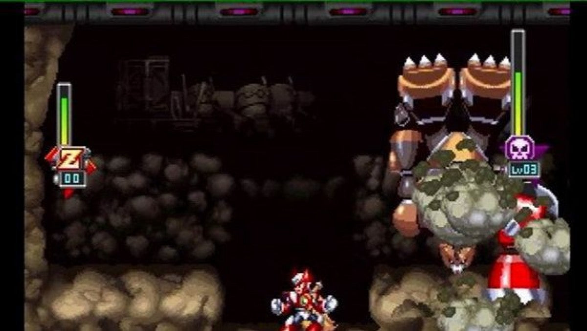 Mega Man X Collection PlayStation 2 (PS2) gameplay showing classic characters and bold retro graphics.