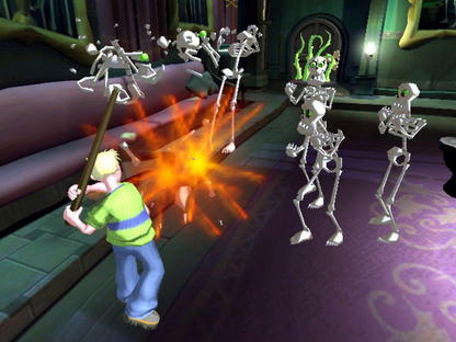 Grabbed by the Ghoulies retro Xbox video game Grabbed by the Ghoulies spooky action adventure beat em up platform style comedy horror game Rare developed console title Xbox release gameplay