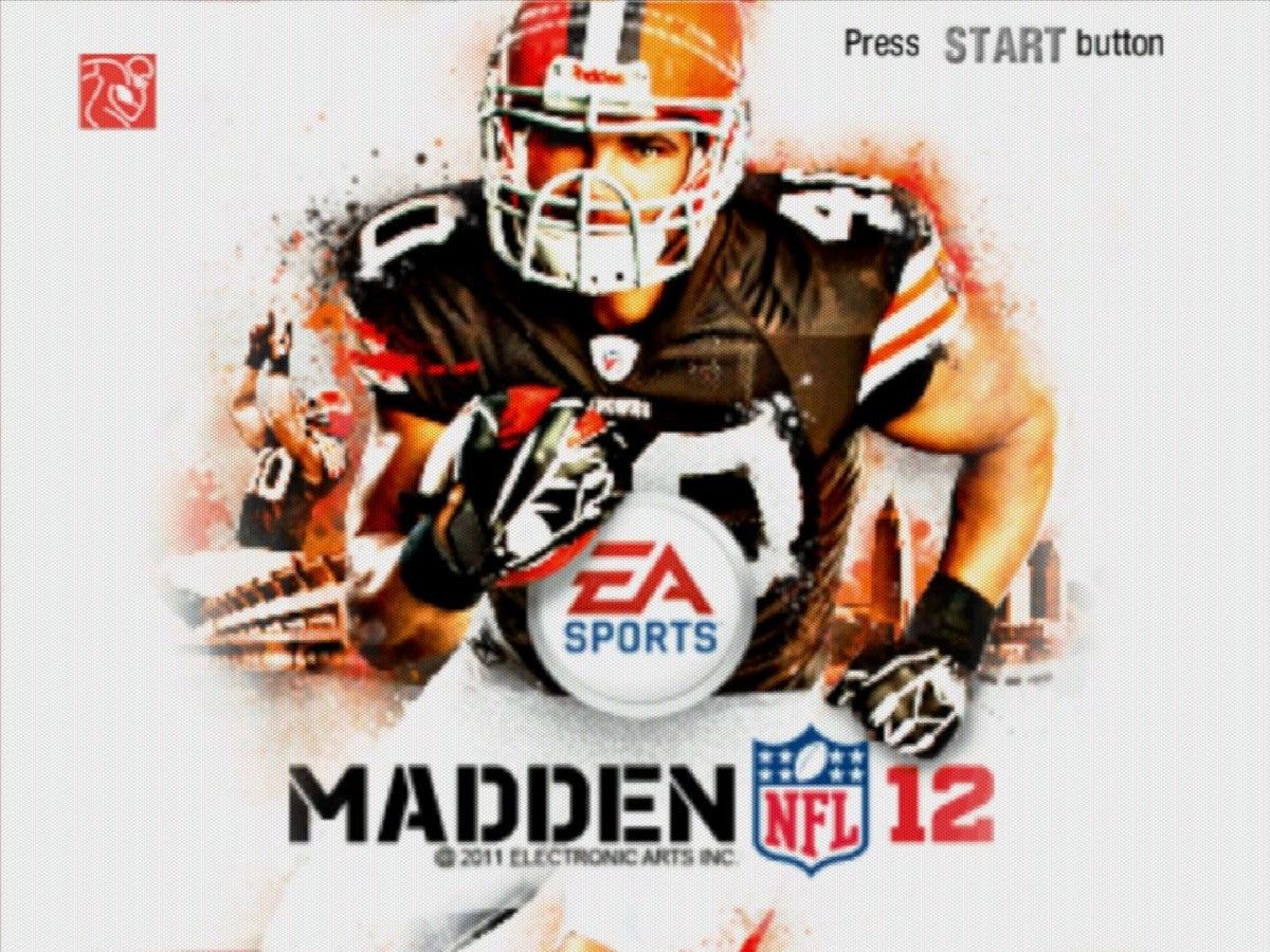 Madden NFL 12 title screen for PlayStation 2 (PS2) sports video game