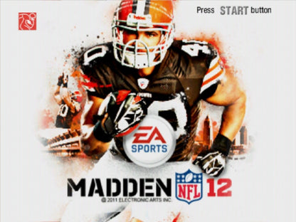 Madden NFL 12 title screen for PlayStation 2 (PS2) sports video game