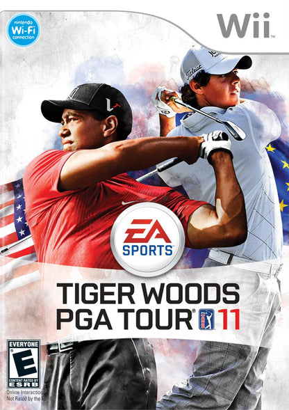 Tiger Woods PGA Tour 11 cover art for Nintendo Wii (Wii) featuring motion‑controlled golf, Ryder Cup team play, and authentic championship courses.