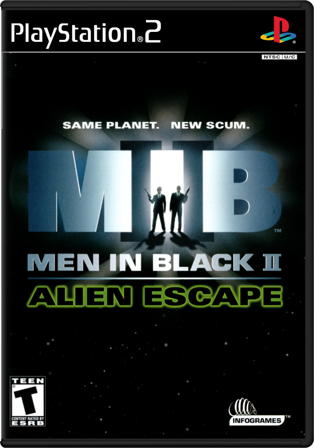Men In Black II Alien Escape PlayStation 2 retro video game third person shooter cover art (2002)