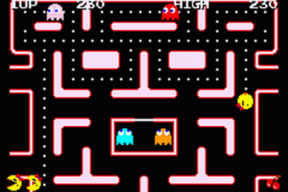 Namco Museum Game Boy Advance GBA compilation arcade classic video games collection including Pac-Man Ms Pac-Man Galaga Galaxian Dig Dug Pole Position and Rolling Thunder Namco Bandai anthology portable retro gaming gameplay screenshot