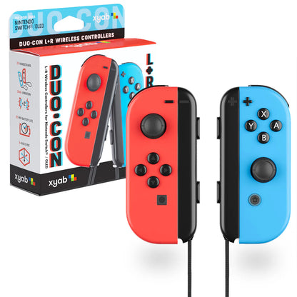 XYAB brand wireless Joy-Con controllers for Nintendo Switch, ergonomic gaming controllers with responsive buttons, compatible with Nintendo Switch console, available in multiple colors for enhanced gaming experience