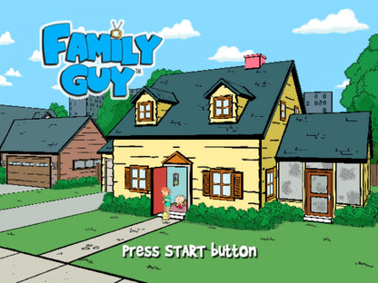 Family Guy: Video Game title screen for PlayStation 2 (PS2) comedy action-adventure video game based on the TV series