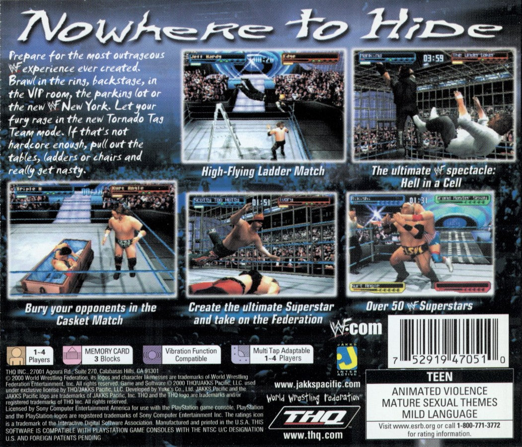 WWF SmackDown Greatest Hits PlayStation 1 PS1 for retro video game enthusiasts featuring professional wrestling gameplay iconic WWF Superstars fast paced ring action signature moves season mode multiplayer matches and collectible gaming appeal back cover  
