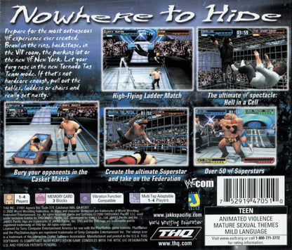 WWF SmackDown Greatest Hits PlayStation 1 PS1 for retro video game enthusiasts featuring professional wrestling gameplay iconic WWF Superstars fast paced ring action signature moves season mode multiplayer matches and collectible gaming appeal back cover  