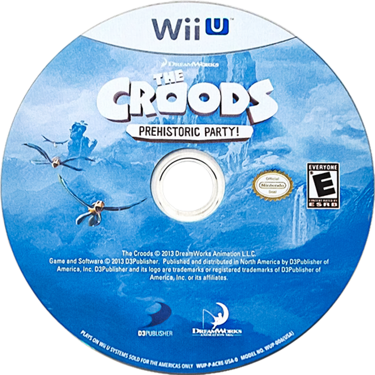 The Croods: Prehistoric Party! disc cover art for Nintendo Wii U (Wii U) video game. 