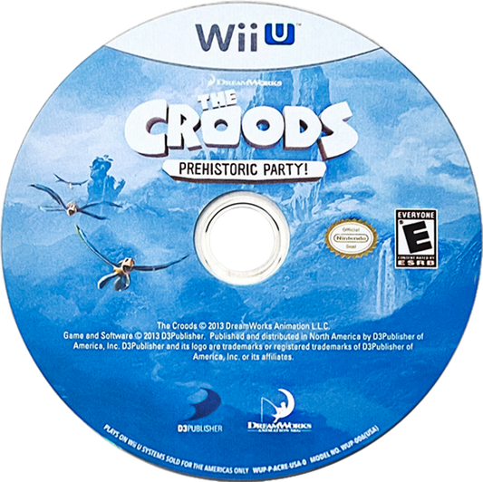 The Croods: Prehistoric Party! disc cover art for Nintendo Wii U (Wii U) video game. 