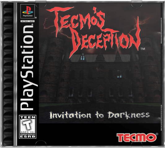 Tecmo's Deception: Invitation to Darkness PlayStation 1 PS1 strategy trap-setting action game dark fantasy castle defense first-person dungeon crawler cover art