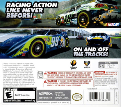 NASCAR Unleashed back of case for Nintendo 3DS (3DS) racing video game