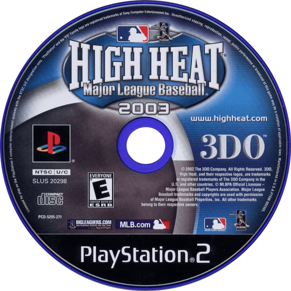 High Heat Baseball 2003 PS2 Sony PlayStation 2 baseball sports simulation game realistic pitching hitting mechanics MLB licensed teams season mode franchise gameplay deep baseball strategy gameplay 3DO sports title retro gaming PlayStation 2 software video game title disc